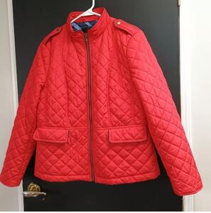 Talbots Red Lightweight Quilted Military Jacket Lightweight Red Size Large EUC